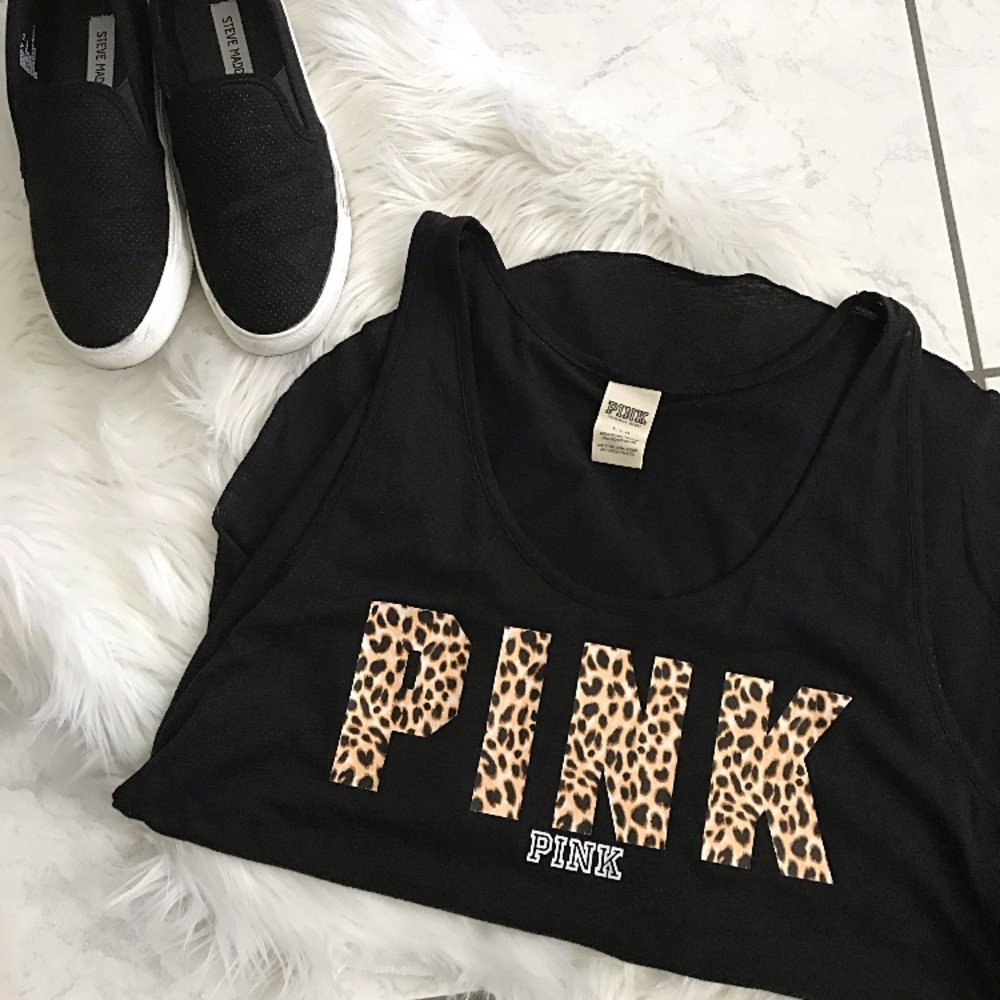 Black cheetah PINK tank